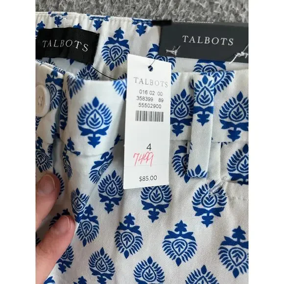 NWT Talbots Perfect Skimmer Pants 4 Small Slim Leg Crop Geometric Beach Classic - Picture 11 of 16